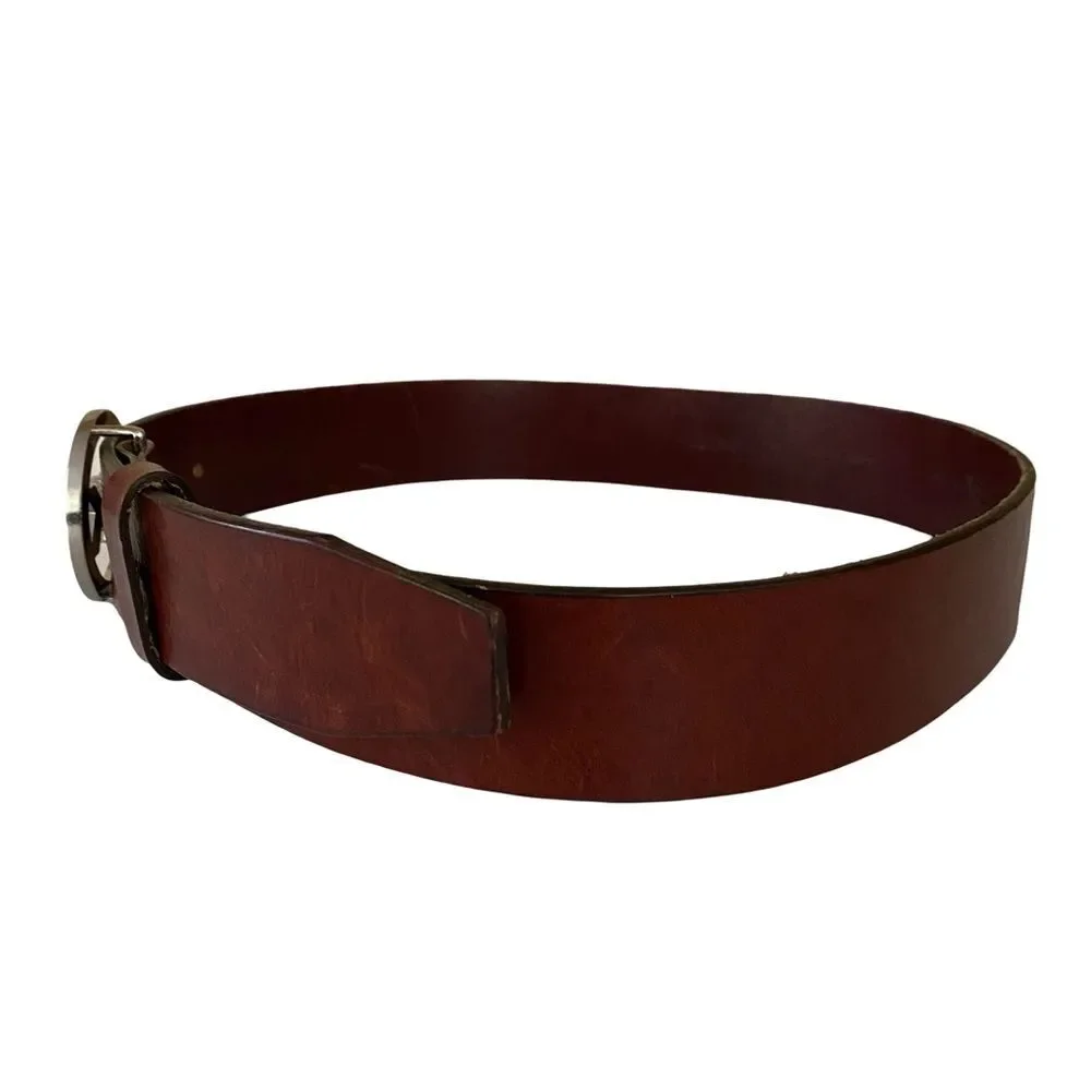 Vintage Y2K CK Logo Buckle Leather Belt